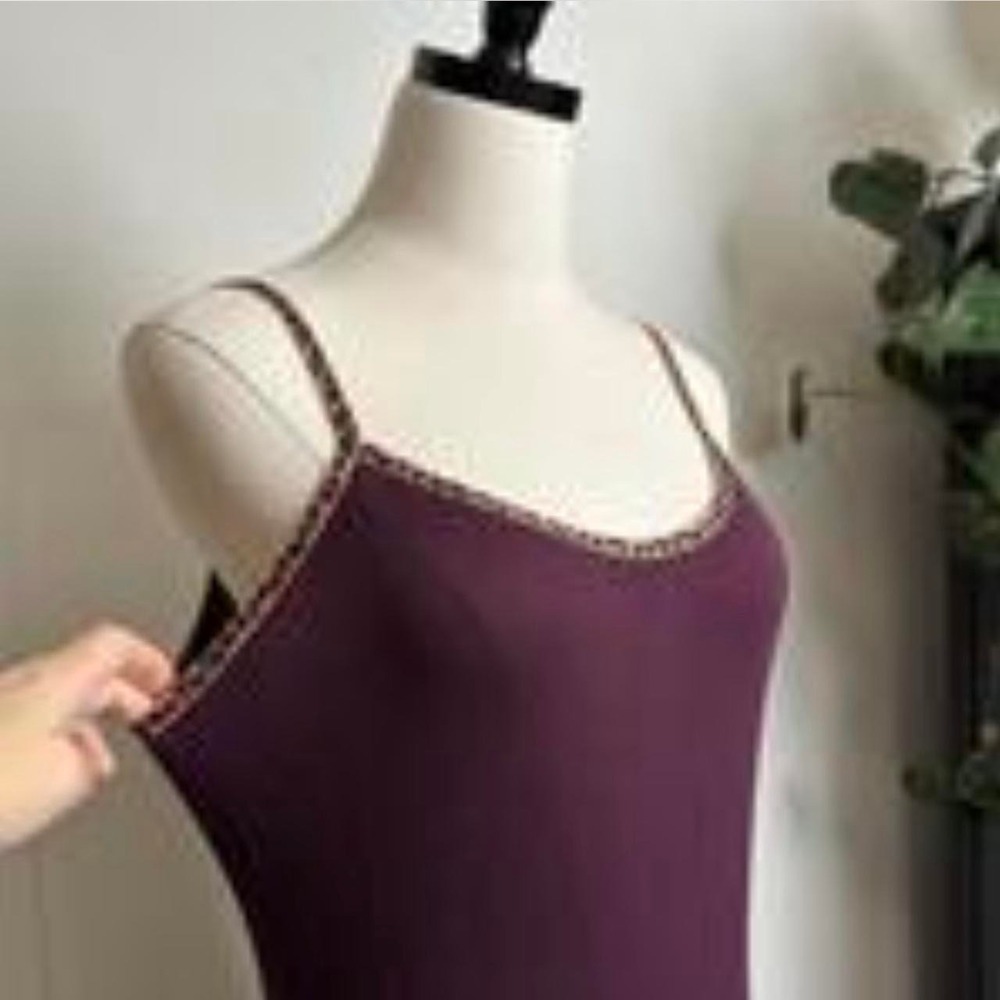 Victorias Secret Burgundy Cheetah Print Slip Dress Nightgown Maxi Side Slit M - Picture 2 of 8